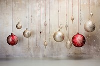 Christmas ornaments hanging sphere wall.