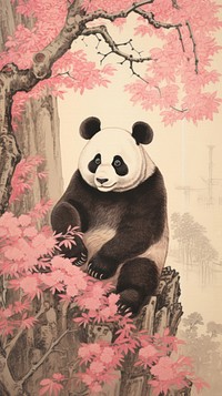 PNG Illustration of panda mammal plant bear.