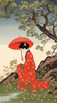 Illustration of summer kimono adult robe.