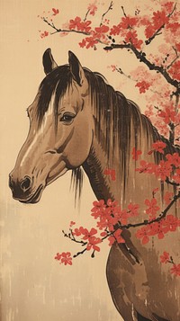 Illustration of horse painting drawing animal.