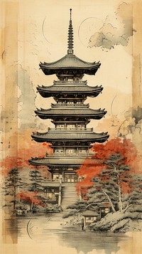 Illustration of temple architecture tradition building.