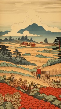 Illustration of agriculture outdoors drawing nature.