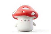 3d character mushroom smile cartoon fungus white background.