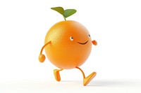 3d object of orange walking grapefruit cartoon plant.