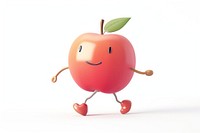 3d object of apple walking cartoon fruit plant.