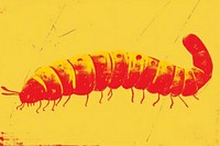 CMYK Screen printing of caterpillar border animal insect yellow.