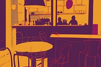 CMYK Screen printing of cafe restaurant furniture purple.