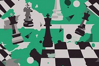 CMYK Screen printing of chess game backgrounds shape green.