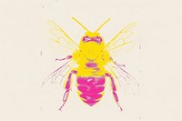 CMYK Screen printing of bee animal insect yellow.
