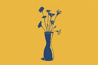 CMYK Screen printing of flower vase yellow plant blue.