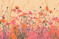 CMYK Screen printing of meadow backgrounds outdoors pattern.
