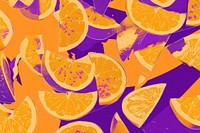 CMYK Screen printing of snack backgrounds purple orange.