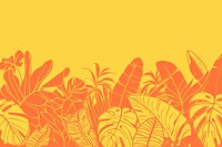 CMYK Screen printing of tropical plants backgrounds yellow line.