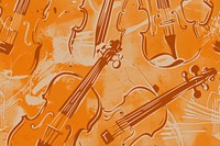 CMYK Screen printing of violins backgrounds cello music.