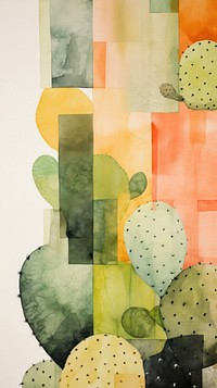 Cactus abstract painting collage.