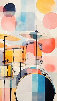 Drum set drums abstract painting.