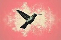 Silkscreen hummingbird pattern animal flying silhouette.