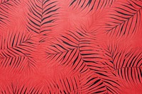 Silkscreen palm leaf pattern red backgrounds textured.
