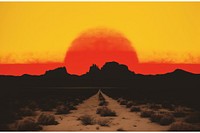 Sunset desert landscape sunlight outdoors.