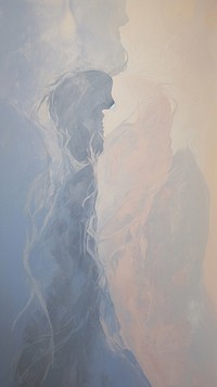 Couple kissing art painting smoke.