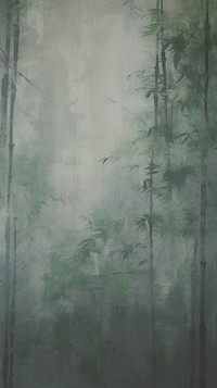 Acrylic paint of bamboo forest outdoors woodland nature.