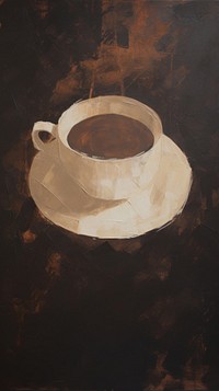 Coffee cup art painting saucer.
