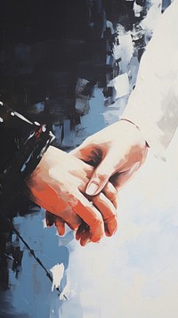 Couple holding hands painting adult art.
