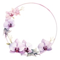 Orchid border watercolor blossom flower circle.