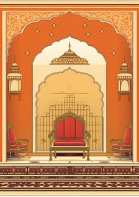 Indian traditional mughal pichwai art furniture throne chair.