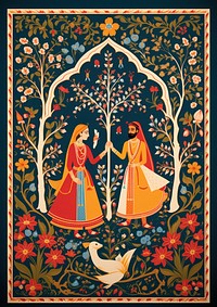 Indian traditional mughal pichwai art tapestry pattern adult.