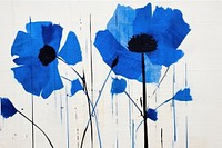 Blue flower art painting poppy.