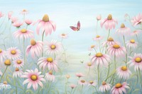 Painting of coneflowers border backgrounds outdoors nature.