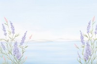 Painting of lavender flowers border landscape outdoors nature.