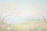 Painting of spring border backgrounds outdoors blossom.