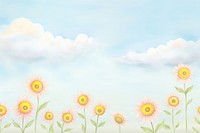 Painting of sunflowers and sun border backgrounds outdoors nature.