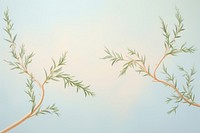 Painting of rosemary branches border nature plant herbs.