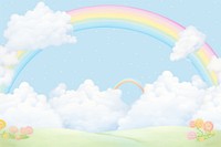 Painting of rainbow and cloud border backgrounds outdoors nature.