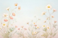 Painting of vintage dried daisy flowers border backgrounds pattern plant.