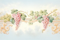 Painting of vintage grapes border plant freshness graphics.