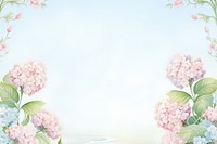 Painting of vintage hydrangea blooms border backgrounds outdoors pattern.