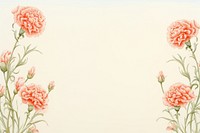 Painting of vintage red carnation blooms border backgrounds flower plant.