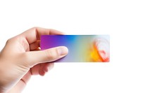 Fingers hold gradient namecard white background technology panoramic.