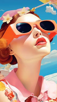 A sunglasses portrait cartoon adult.