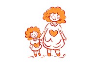 Mother and baby cartoon drawing sketch.