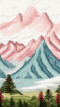 Cross stitch pattern mountain wallpaper landscape art cross-stitch.