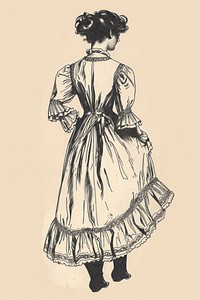 Woman fashion drawing sketch.