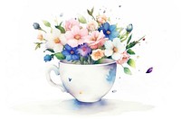 Illustration of a white cup flower plant mug.