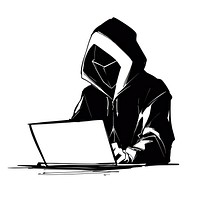 Hacker with laptop sweatshirt computer cartoon.