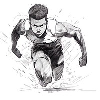 Sketch drawing athlete cartoon.