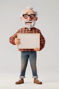 Older man holding board portrait standing person.